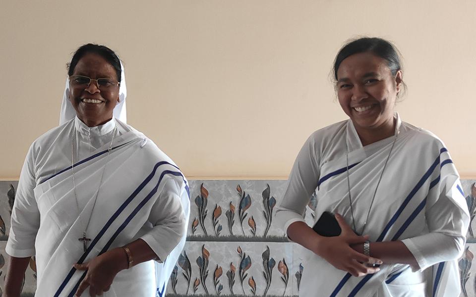 Daughters of St. Anne, Ranchi, Sr. Cicilia Bara, superior of the congregation's motherhouse in Ranchi, capital of the eastern Indian state of Jharkhand, poses with Sr. Rose Kongari. (Thomas Scaria)