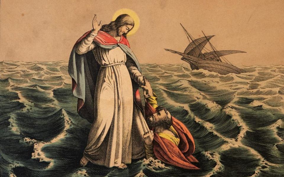 "Peter's walk on water" (1879) by Theodor Eckardt (Artvee) 