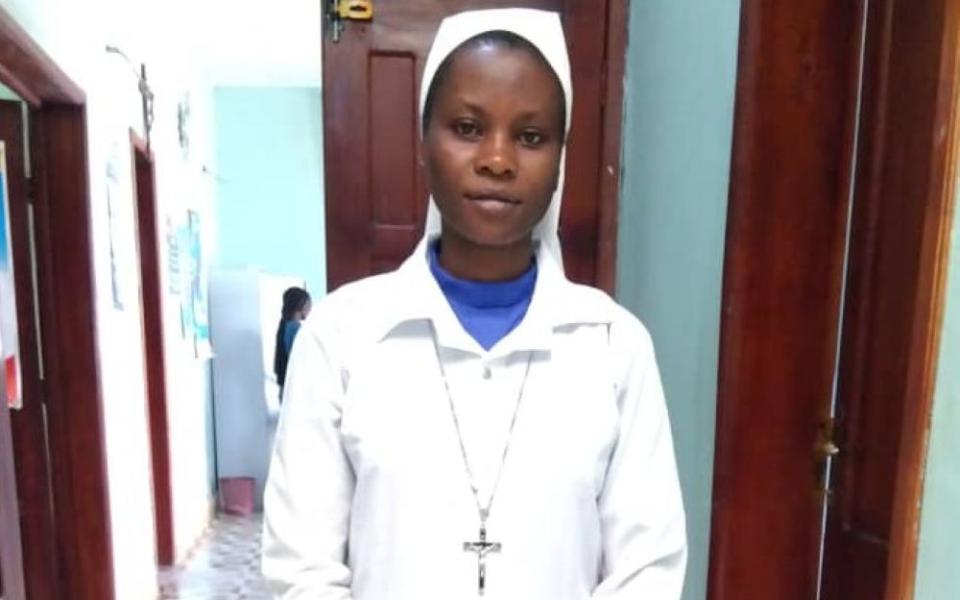 Sr. Francine Katho of the Congregation of the Servants of Jesus in Bunia, eastern Democratic Republic of Congo, ministers to patients with Ebola. (Courtesy of Francine Katho)