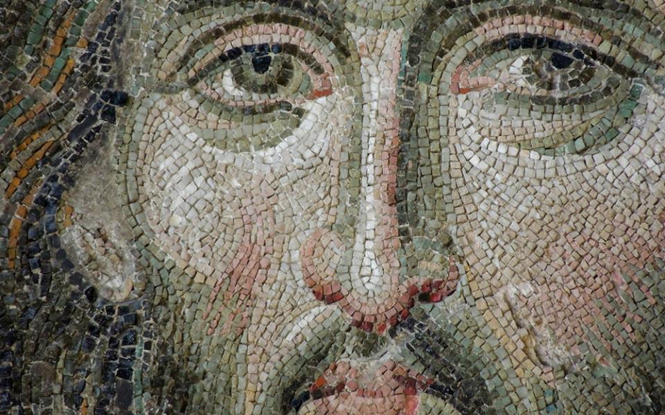 Closeup of a mosaic of Jesus' face (Unsplash/Nick Kwan)