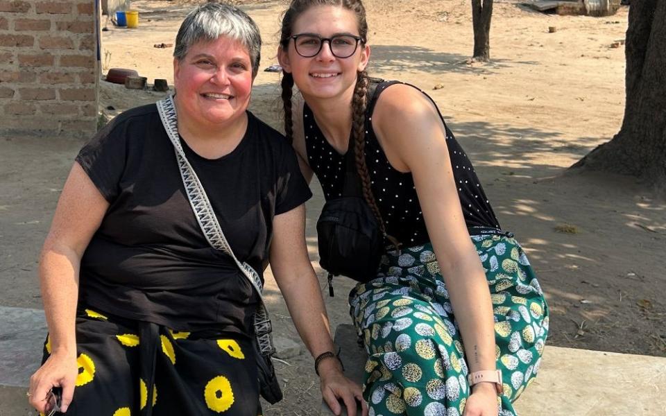 Mercy Sr. Jennifer Wilson and Hope Phiri pose in Zambia before Phiri's wedding. (Courtesy of Katie Willert)