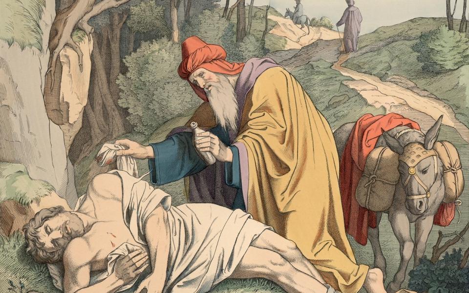 "The good Samaritan" (19th century) by Johann Nepomuk Heinemann (Artvee)