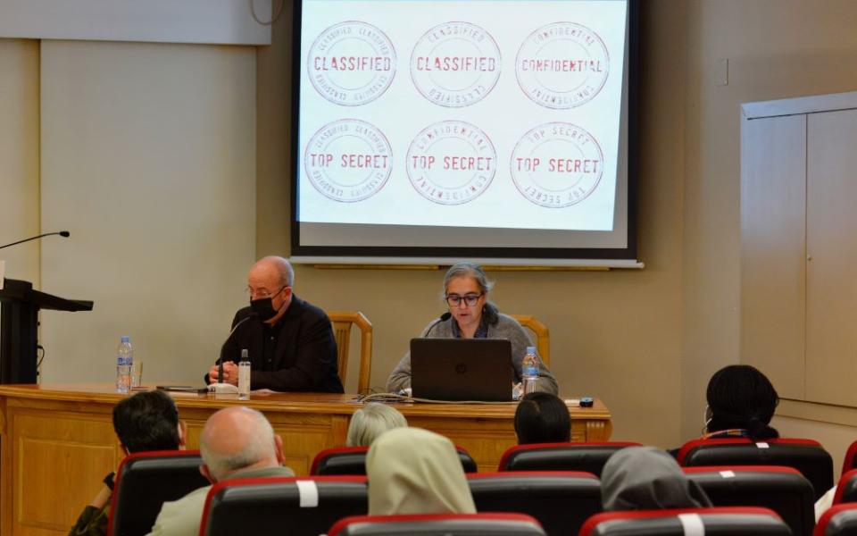 Sr. Ianire Angulo Ordorika of the Handmaids of Most Holy Eucharist and the Mother of God speaks at an Oct. 21 lecture at the Pontifical University of Salamanca's Madrid campus. (Courtesy of the Theological Institute of Religious Life)