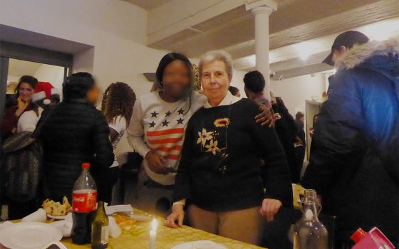 Sr. Begoña Iñarra of the Missionary Sisters of Our Lady of Africa attends Christmas celebration in Paris at the Bakhita Center for women in situations of sexual exploitation. (Courtesy of Begoña Iñarra)