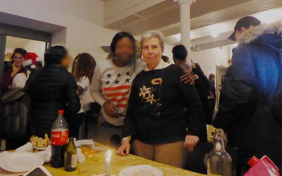 Sr. Begoña Iñarra of the Missionary Sisters of Our Lady of Africa attends Christmas celebration in Paris at the Bakhita Center for women in situations of sexual exploitation. (Courtesy of Begoña Iñarra)