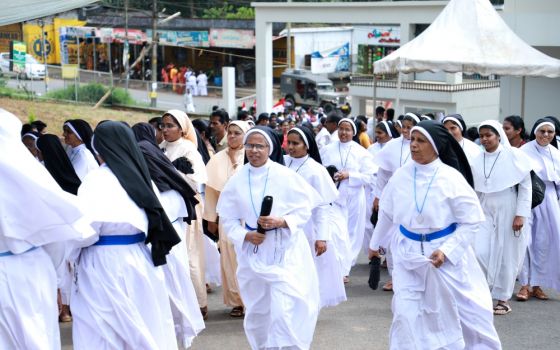 Catholic nuns arrive in large numbers on Sunday, Sept. 15, for a prayer gathering to address negative media coverage of religious life at the Pastoral Centre of Dwaraka parish in the Mananthavady Diocese, Kerala, southern India. (Saji Thomas)