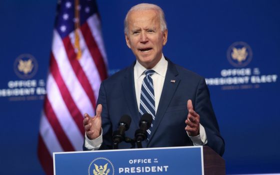 President-elect Joe Biden speaks about health care and the Affordable Care Act on Nov. 10 in Wilmington, Delaware. (CNS/Reuters/Jonathan Ernst)
