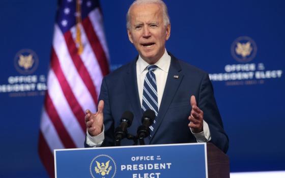 President-elect Joe Biden speaks about health care and the Affordable Care Act on Nov. 10 in Wilmington, Delaware. (CNS/Reuters/Jonathan Ernst)