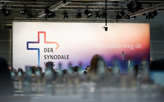 This is a general view of the second Synodal Assembly in Frankfurt, Germany, Oct. 1, 2021. The assembly, the second of five in the Synodal Path project, ended with overwhelming support for widespread reforms in the Catholic Church in Germany. (CNS photo/J