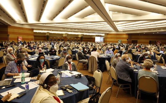 Superiors of women's religious orders meet for the plenary assembly of the International Union of Superior Generals in Rome May 3. More than 500 superiors were in attendance, with more than 100 participating online. (CNS/Paul Haring)