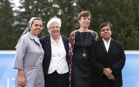Leaders of the women's International Union of Superiors General and the Global Solidarity Fund are pictured May 23 at the World Economic Forum in Davos, Switzerland.