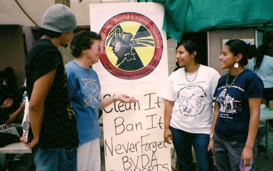 Maryknoll Sr. Rose Marie Cecchini is seen in Church Rock, New Mexico, at the annual commemoration of the July 16, 1979, radioactive spill in this undated photo. (CNS/Maryknoll Sisters)