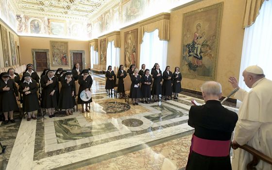 Pope Francis meets with members of the Capuchin Tertiary Sisters of the Holy Family on Sept. 26 at the Vatican. They were in Rome for their general chapter. (CNS/Vatican Media)