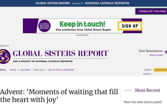 Screenshot of Global Sisters home page