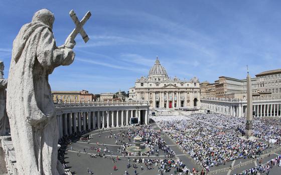 Pope Francis celebrates a canonization Mass in St. Peter's Square at the Vatican in May 2022. (CNS/Paul Haring)