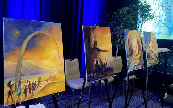As the Leadership Conference of Women Religious met in St. Louis Aug. 9-12, 2022, St. Joseph Sr. Celeste Mokrzycki painted her impression of the assembly each day, an artistic endeavor in line with the theme "Mystical Wisdom: Following Spirit's Beckoning." (GSR photo/Soli Salgado)