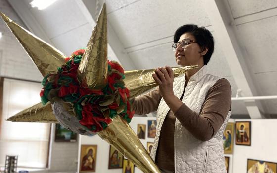 Sr. Helga Leija works on her piñata for Epiphany. (Courtesy of Helga Leija)