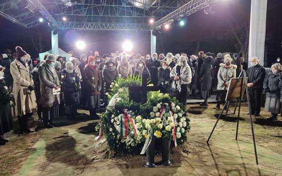 The body of Sr. Margaret Slachta, foundress of the Sisters of Social Service, is re-interred on Dec. 9, 2021, at the Fiumei Road Cemetery, National Memorial in Budapest, Hungary. (Courtesy of Sisters of Social Service)