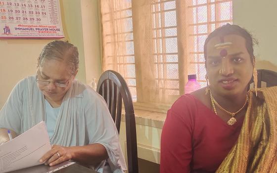 Ranjitha, right, with Fatima Sr. Roseline Jose, co-founder of a ministry to the transgender community in the southern Indian city of Bengaluru. 