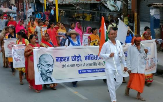 Members of the Bihar Citizen's Forum march for peace and unity. (Courtesy of Dorothy Fernandes)