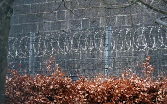 Razor wire surrounds Portlaoise Prison in County Laois, Ireland, in January 2021. (Newscom/ZUMA Press/Niall Carson)