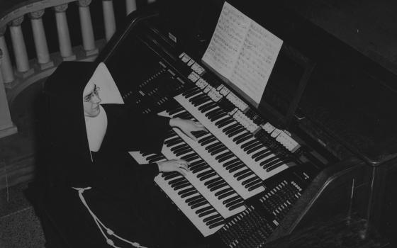 Musician and composer Sister Theophane at the organ (Courtesy of the School Sisters of St. Francis of Milwaukee)