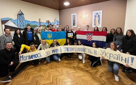 Croatian youth pray for Ukraine, in Belisce, Croatia, Feb. 25, 2022. (Courtesy of the Sisters of the Order of St Basil the Great)