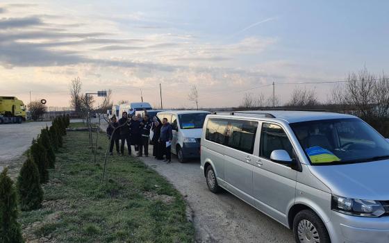 Basilian Sisters and volunteers from Romania deliver humanitarian aid to Ukraine in April 2022. 