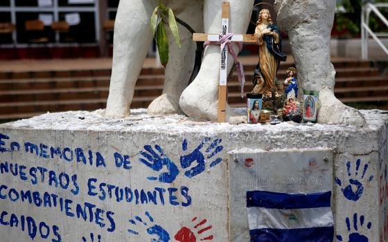 A monument to university students fallen in 2018 protests against Nicaraguan President Daniel Ortega's government is seen at the Polytechnic University of Nicaragua in Managua. In early February 2022, the Nicaragua national assembly ordered the revocation of the legal status of five universities, including a Catholic university, along with several Catholic educational and charitable projects. (CNS/Reuters/Oswaldo Rivas)