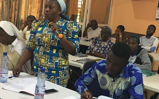 Sr. Micheline Toto, a Sister of St. Joseph of Cuneo, speaks at a meeting that taught advocacy techniques. (Courtesy of Eucharia Madueke)