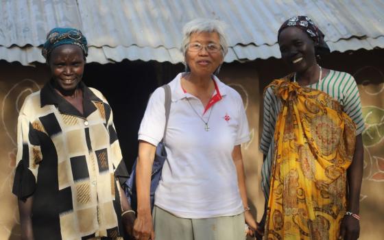 Sr. Molly Lim, a member of the Franciscan Missionaries of Mary, visits South Sudanese families living in Kakuma Refugee Camp, Feb. 17.  She and other sisters preach peace and counsel refugees suffering from trauma from experiencing civil war in South Sudan. (GSR photo/Doreen Ajiambo)