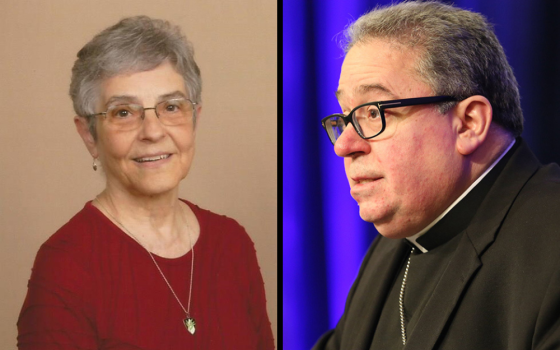 Sr. Luisa Derouen, a Dominican Sister of Peace and Bishop Michael Olson of Fort Worth, Texas (Courtesy photo and OSV News/CNS file/Bob Roller)