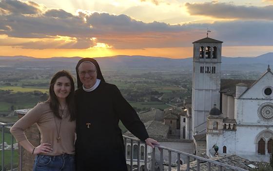 Regina Fontana, left, poses with Sr. Mary Michael Huseman, a Panhandle Franciscan, at a pilgrimage to Assisi in April. (Courtesy of Panhandle Fransican Sisters)