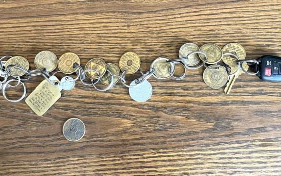 Franciscan Sr. M. Keith Marcinak's keychain holds the Alcoholic Anonymous medallions that celebrate her 47 years of sobriety. (Courtesy of M. Keith Marcinak) 