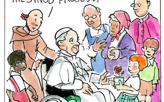 Francis, the comic strip: For Francis, the synod is a journey.