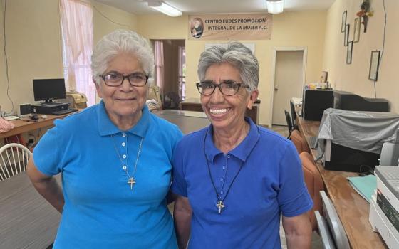 r. María de la Luz González Díaz, left, stands with Sr. Obdulia Guerrero Jiménez at the Eudes Center