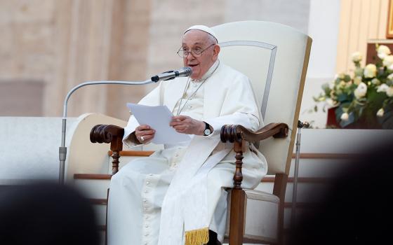 Pope Francis delivers his homily during an ecumenical prayer vigil in St. Peter's Square Sept. 30, ahead of the assembly of the Synod of Bishops. (CNS/Lola Gomez)