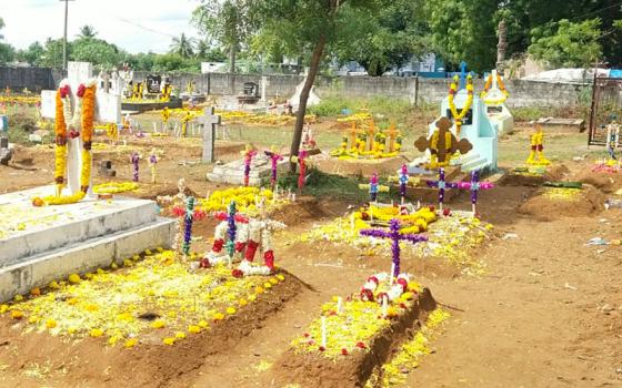 A beautifully adorned cemetery in Konankuppam village, Kallakurichi district, Tamil Nadu state, India (Robancy A. Helen)