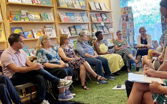 A conversation group at Thank You Bookshop in Birmingham, Alabama. Among other topics, participants spoke about how the city is looking to the future, counting on the University of Alabama, particularly its medical school, to help turn the city around. (Courtesy of Simone Campbell)