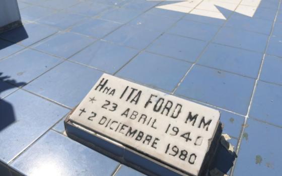 The tomb of U.S. Maryknoll Sr. Ita Ford is seen Jan. 11, 2020, in a cemetery in Chalatenango, El Salvador.