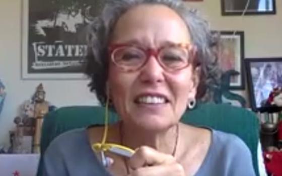 Moema Miranda, a member of the Secular Franciscan Order, speaks at a Dec. 14 webinar "Unpacking the Illusions of the Green Economy in the Energy Transition," hosted by the Justice, Peace and Integrity of Creation (JPIC) Commission. (GSR screenshot)