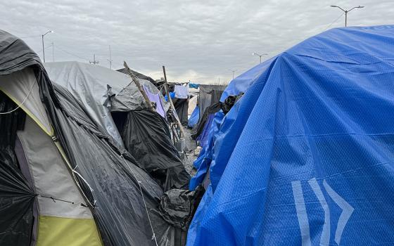 Makeshift tents are pictured at the migrant camp Senda de Vida 2 in Reynosa, Mexico,  where hundreds of migrants stay, waiting to get their appointments to be interviewed at the border crossing, which can take up to six months. (Nancy Sylvester) 