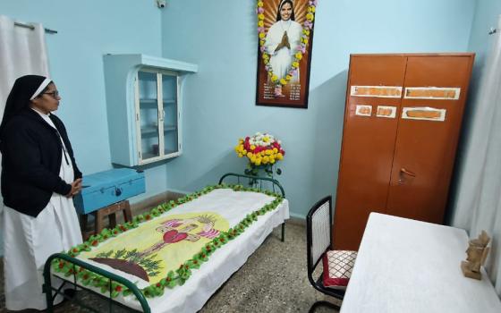 The bedroom of Blessed Sr. Rani Maria Vattalil is pictured. Vattalil, a Catholic nun martyred in 1995, was a member of the Franciscan Clarist Congregation, and was beatified in 2017. Her room is held in reverence, attracting people who visit to seek her intercession, in Udayanagar, India. (Courtesy of Tessy Jacob)