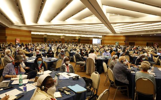 Superiors of women's religious orders meet for the plenary assembly of the International Union of Superior Generals in Rome May 3, 2022. More than 500 superiors were in attendance, with more than 100 participating online. (CNS/Paul Haring)