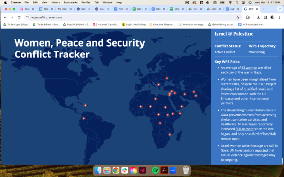 A screenshot of the Women, Peace and Security (or WPS) Conflict Tracker 