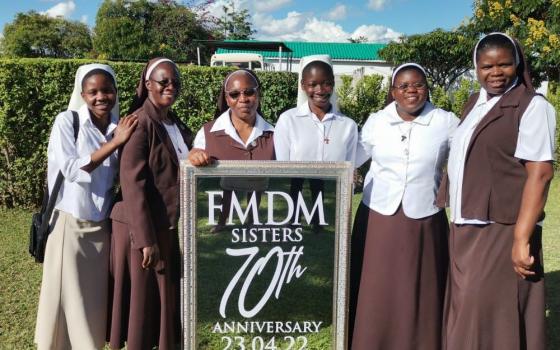 Sr. Concilia Chemhere of the Franciscan Missionaries of the Divine Motherhood (second from left), helped establish the congregation's new spiritual center at Mater Dei Hospital in Zimbabwe. 