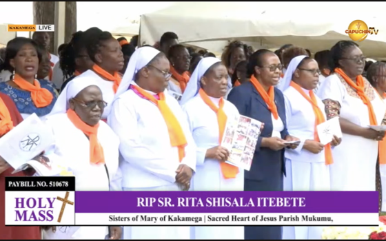 Screenshot of the funeral Mass for Sr. Rita Shisala Itebete of the Sisters of Mary of Kakamega (GSR screenshot)