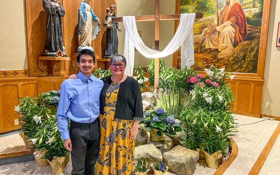 Mercy Sr. Jennifer Wilson and Jacob Mestizo, the student she sponsored through the RCIA process this year (Courtesy of Jennifer Wilson)