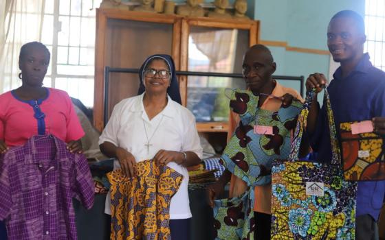 Sr. Amala Ranee Santiago is pictured with some of the beneficiaries at St. Joseph's School for the Hearing Impaired in Makeni, Sierra Leone. 