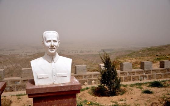 A bust at China's Nihewan Museum celebrating Jesuit Fr. Pierre Teilhard de Chardin overlooks the vast valley still under excavation.